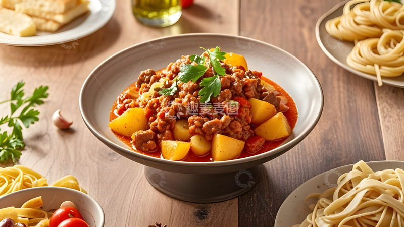 高清大图下载【趣麦麦图】香料慢炖土豆炖牛腩的经典家常菜