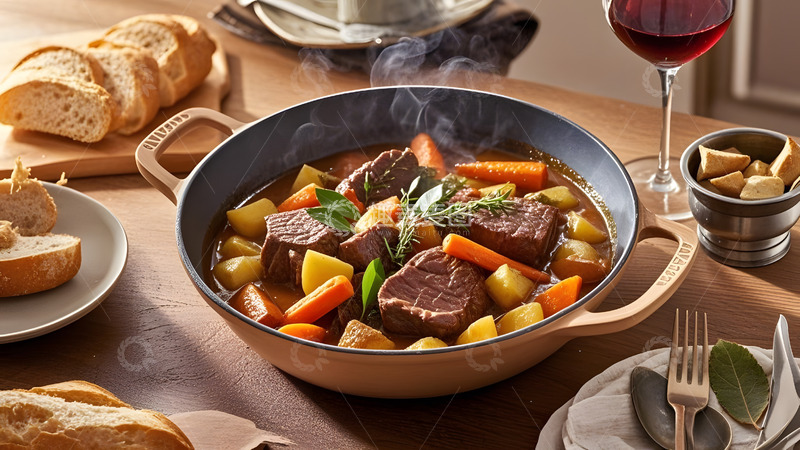 高清大图下载【趣麦麦图】浓郁汤汁土豆炖牛腩的经典炖菜美味