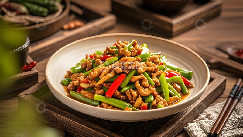 高清大图下载【趣麦麦图】-青椒炒制的经典小炒肉色香味俱佳