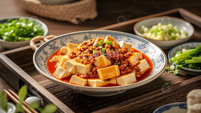 高清大图下载【趣麦麦图】日式嫩豆腐搭配红油与姜丝健康选择