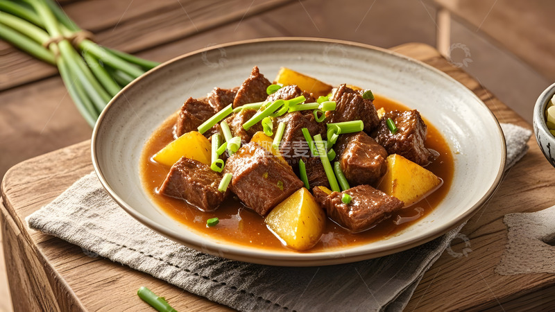 高清大图下载【趣麦麦图】家庭风味土豆炖牛腩的暖心佳肴