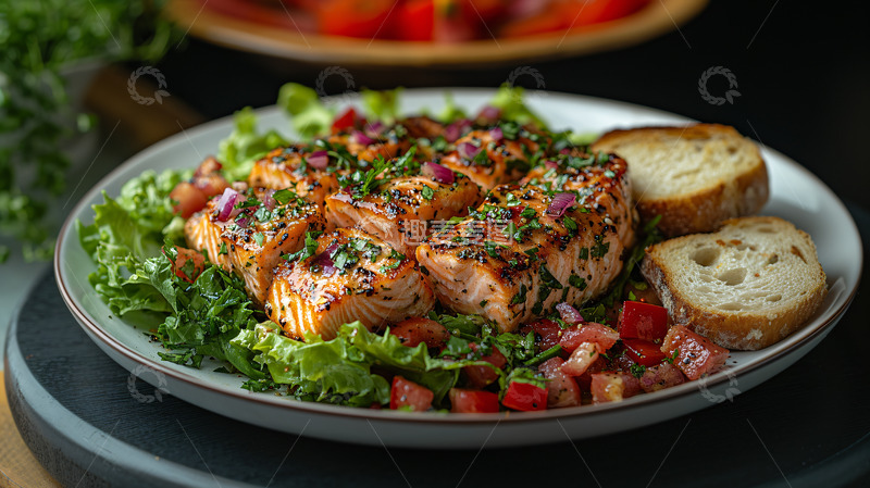 高清大图下载【趣麦麦图】三文鱼蔬菜沙拉