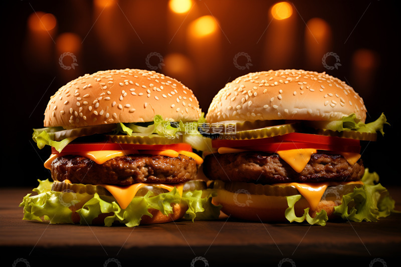 高清大图下载【趣麦麦图】两个牛肉汉堡