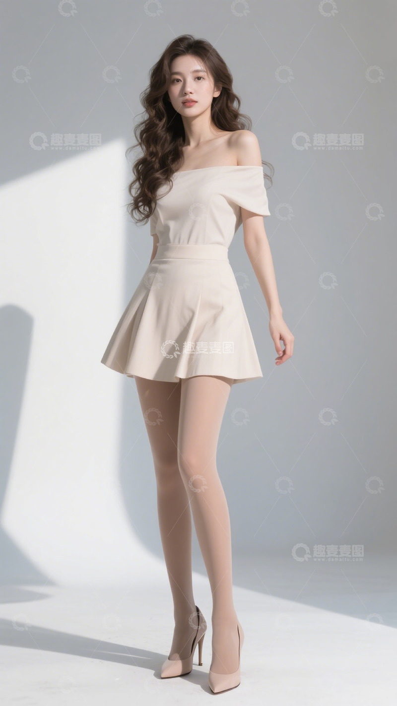 高清大图下载【趣麦麦图】优雅露肩连衣裙写真
