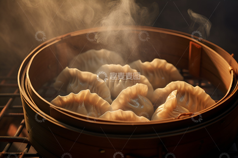 高清大图下载【趣麦麦图】一笼美味的蒸饺