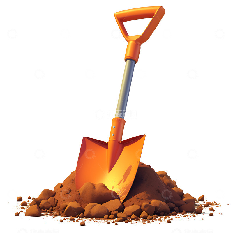 高清大图下载【趣麦麦图】卡通简约一把铲子铲土