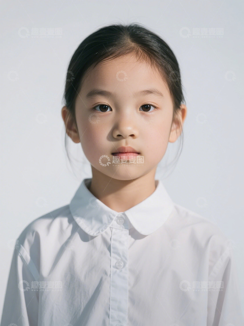 高清大图下载【趣麦麦图】简约风女童白衬衫人像摄影