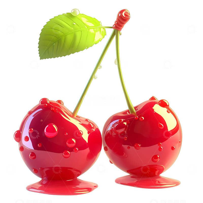 高清大图下载【趣麦麦图】卡通简约两颗樱桃