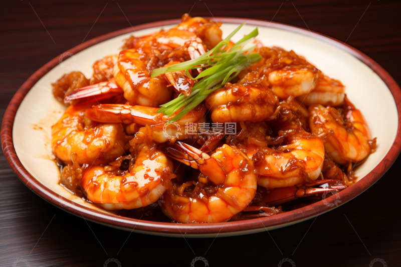 高清大图下载【趣麦麦图】爆炒大虾美食