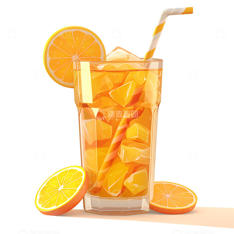 高清大图下载【趣麦麦图】卡通简约一杯橙子汁