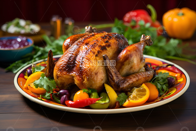 高清大图下载【趣麦麦图】美味的蜜汁烤鸡