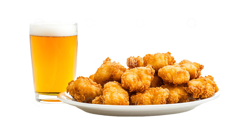 高清大图下载【趣麦麦图】一份炸鸡啤酒美味