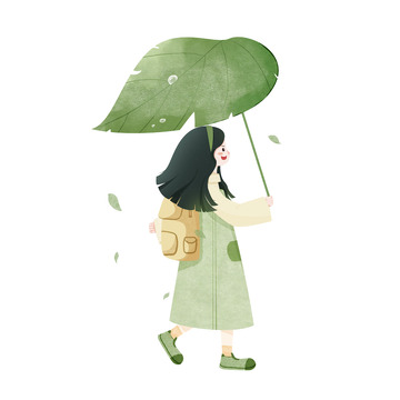 简约肌理卡通春季春分人物小孩