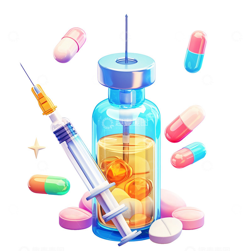 高清大图下载【趣麦麦图】卡通简约针管和药瓶