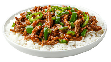 青椒炒肉丝盖浇饭