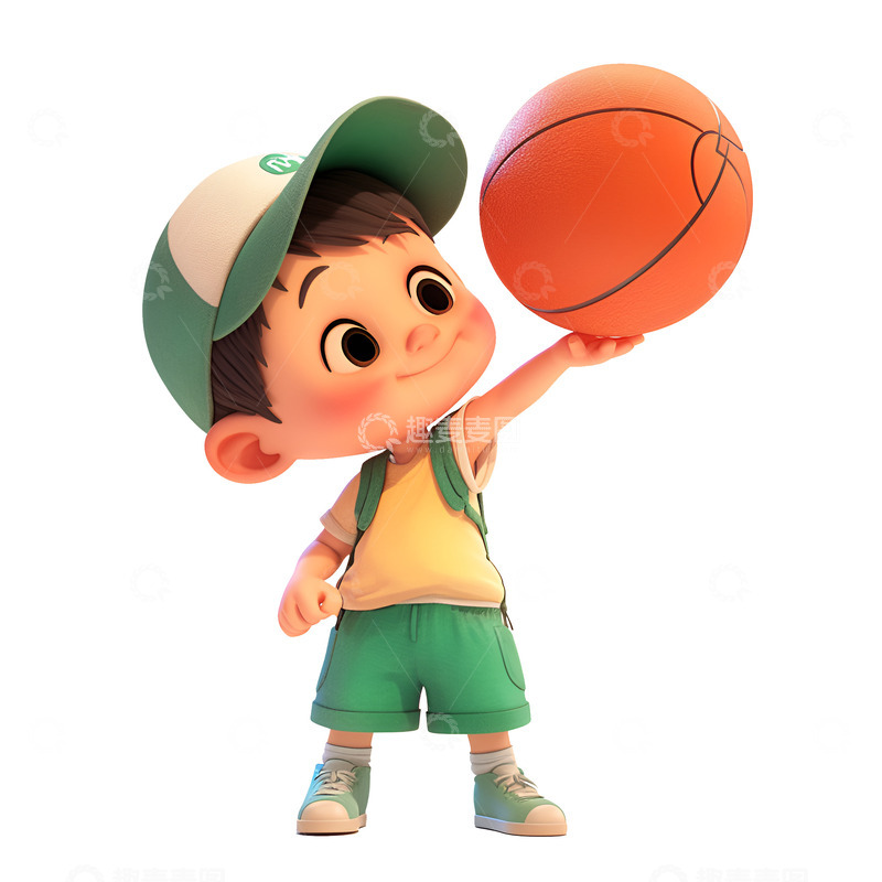 高清大图下载【趣麦麦图】卡通简约玩篮球的小孩