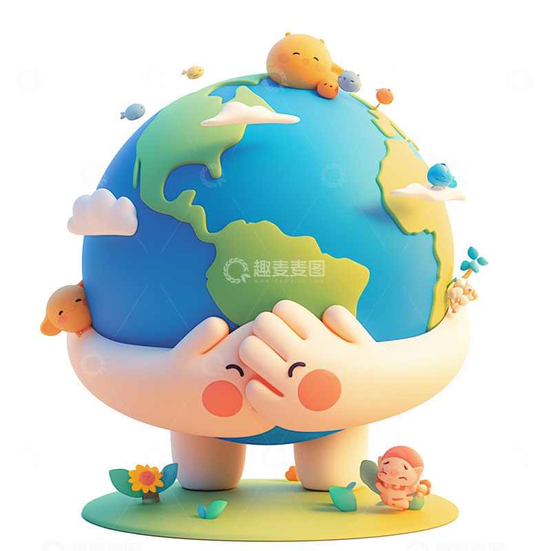 高清大图下载【趣麦麦图】卡通简约保护地球