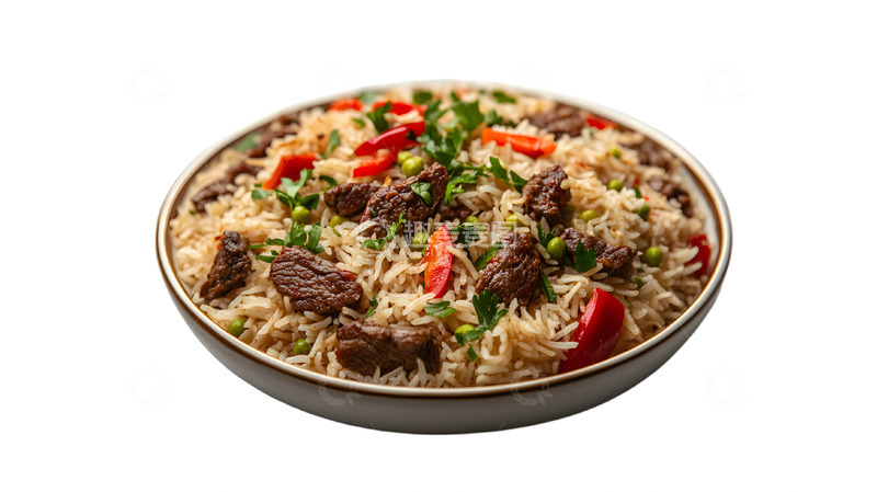 高清大图下载【趣麦麦图】一大盘牛肉炒饭