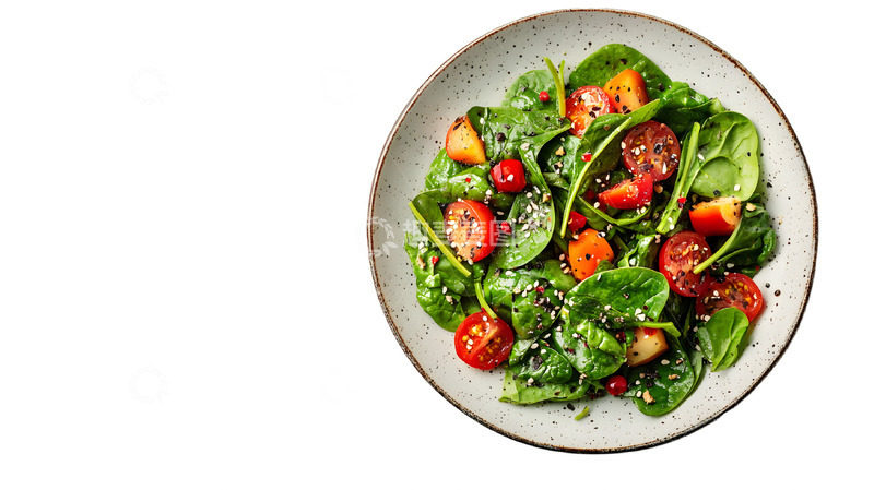 高清大图下载【趣麦麦图】一盘菠菜番茄沙拉