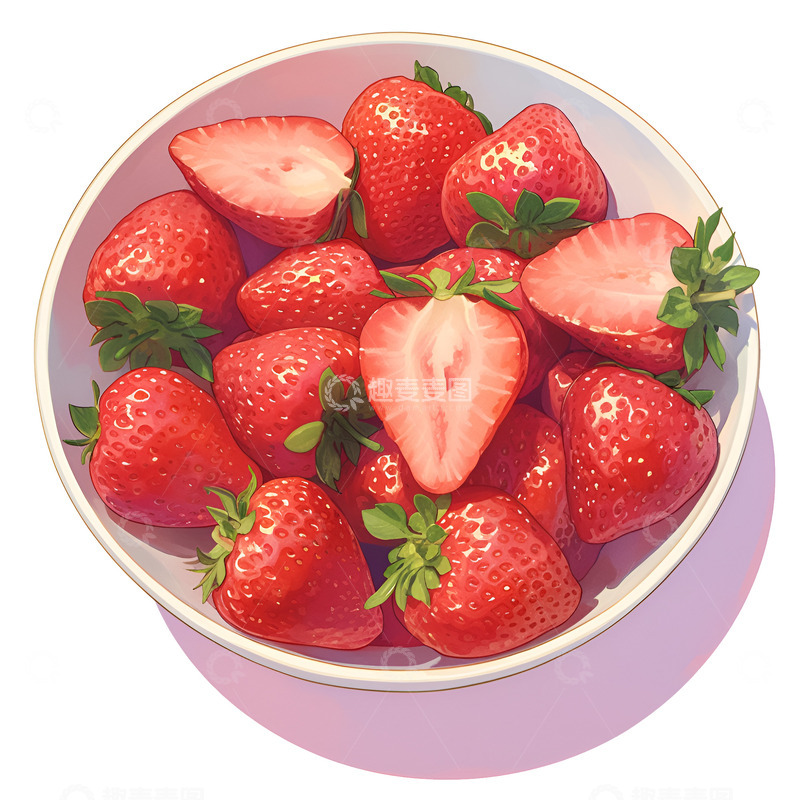 高清大图下载【趣麦麦图】卡通简约一碗草莓