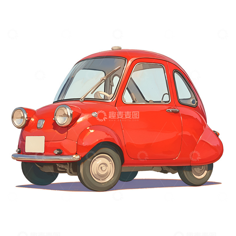 高清大图下载【趣麦麦图】卡通简约红色小轿车