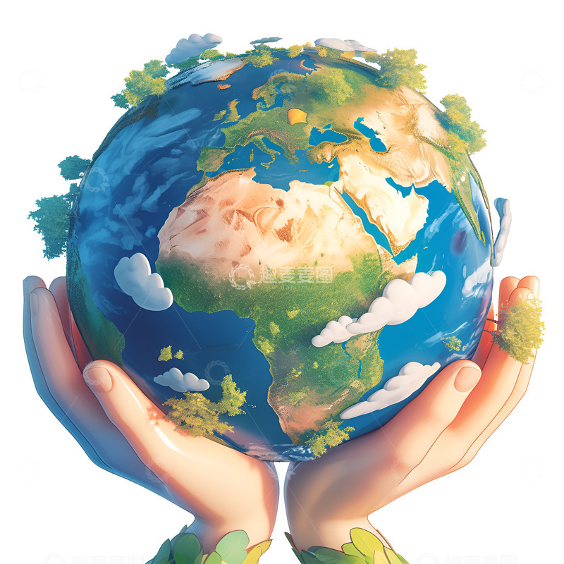 高清大图下载【趣麦麦图】卡通简约双手捧着地球