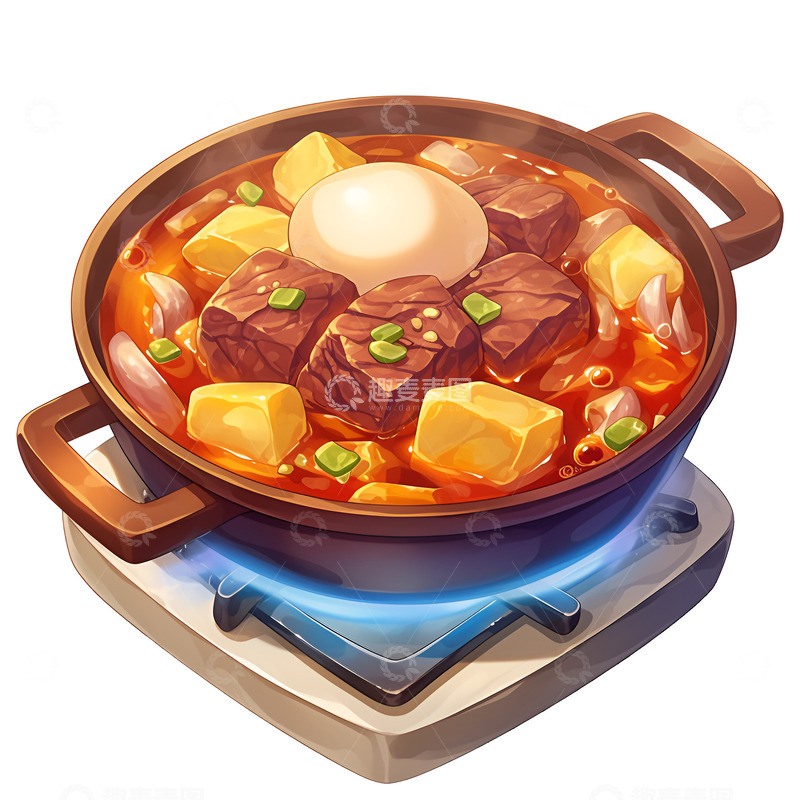高清大图下载【趣麦麦图】卡通简约土豆炖牛肉