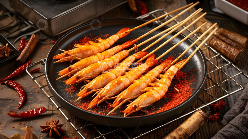 高清大图下载【趣麦麦图】经典红烧大虾的健康美食摄影