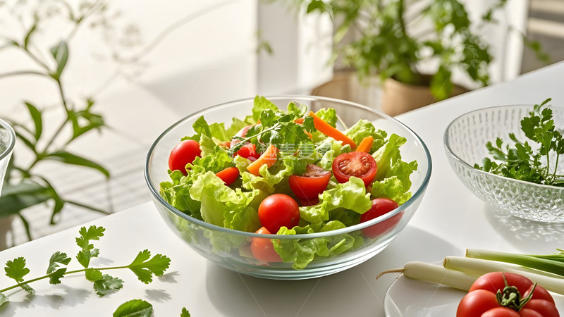 高清大图下载【趣麦麦图】清新自然背景中的健康水果沙拉美食