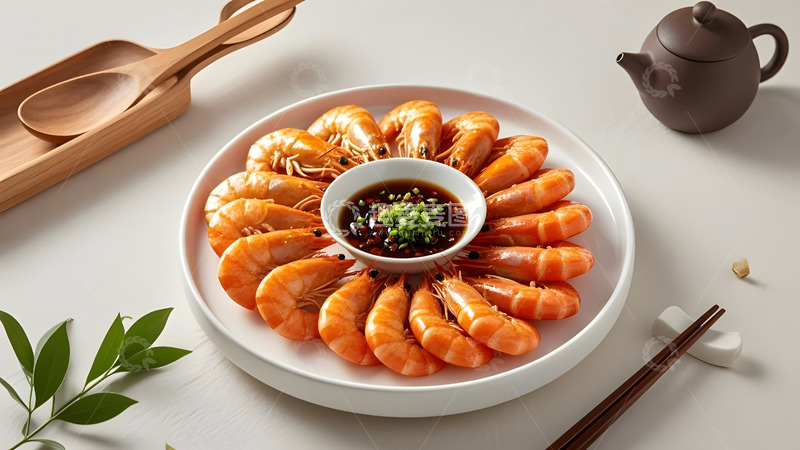 高清大图下载【趣麦麦图】清新自然背景中的大虾营养美食