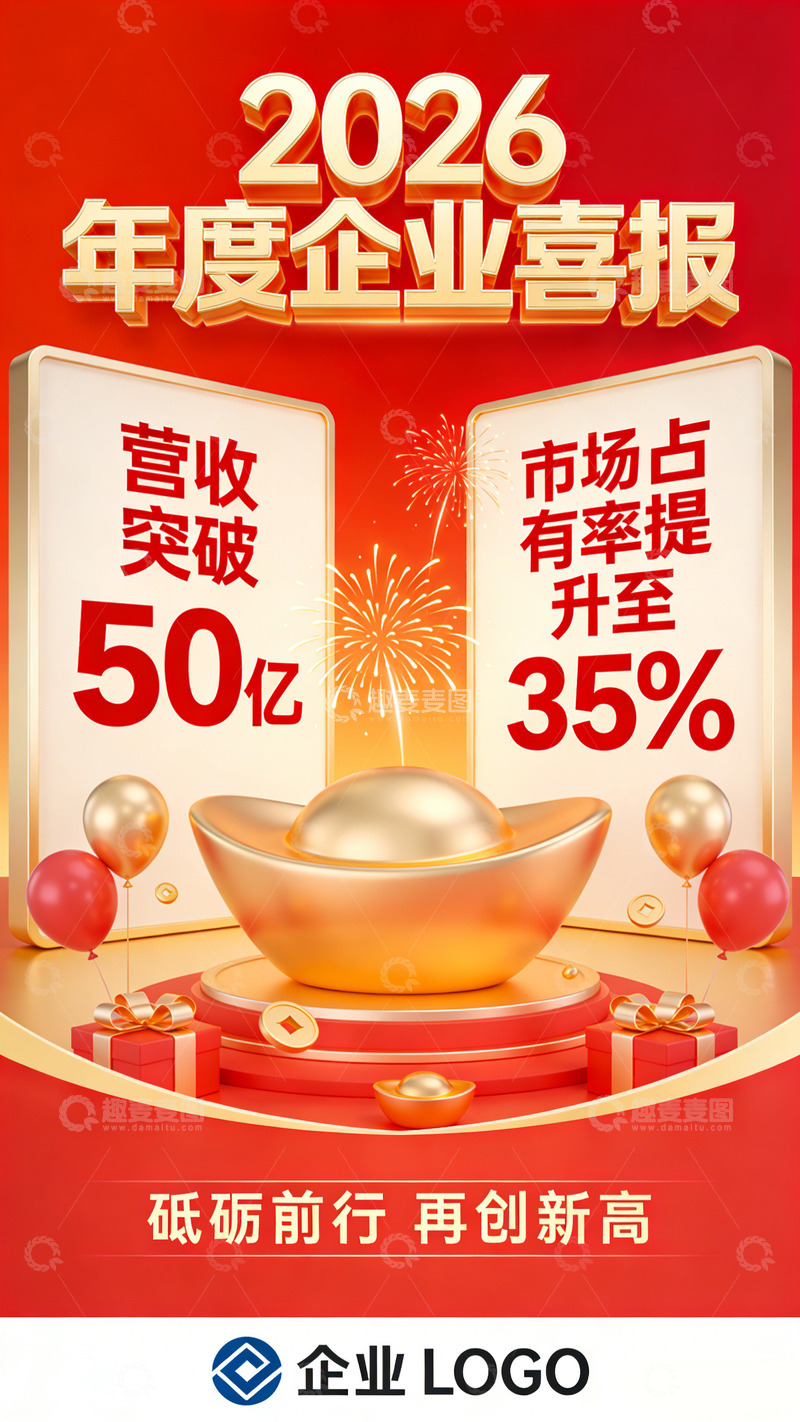 高清大图下载【趣麦麦图】2026年度企业喜报宣传海报