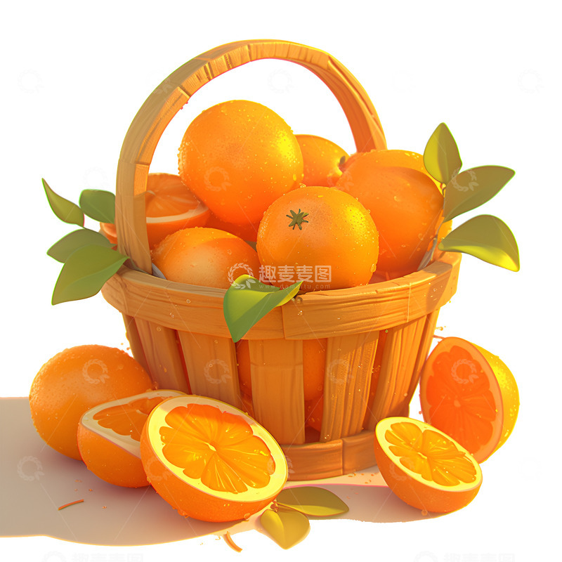 高清大图下载【趣麦麦图】卡通简约一篮子橙子