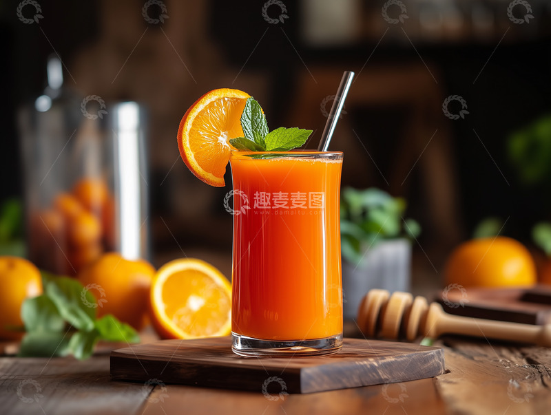 高清大图下载【趣麦麦图】橙子木瓜汁摄影