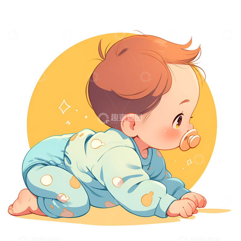高清大图下载【趣麦麦图】卡通简约吃奶嘴的小孩