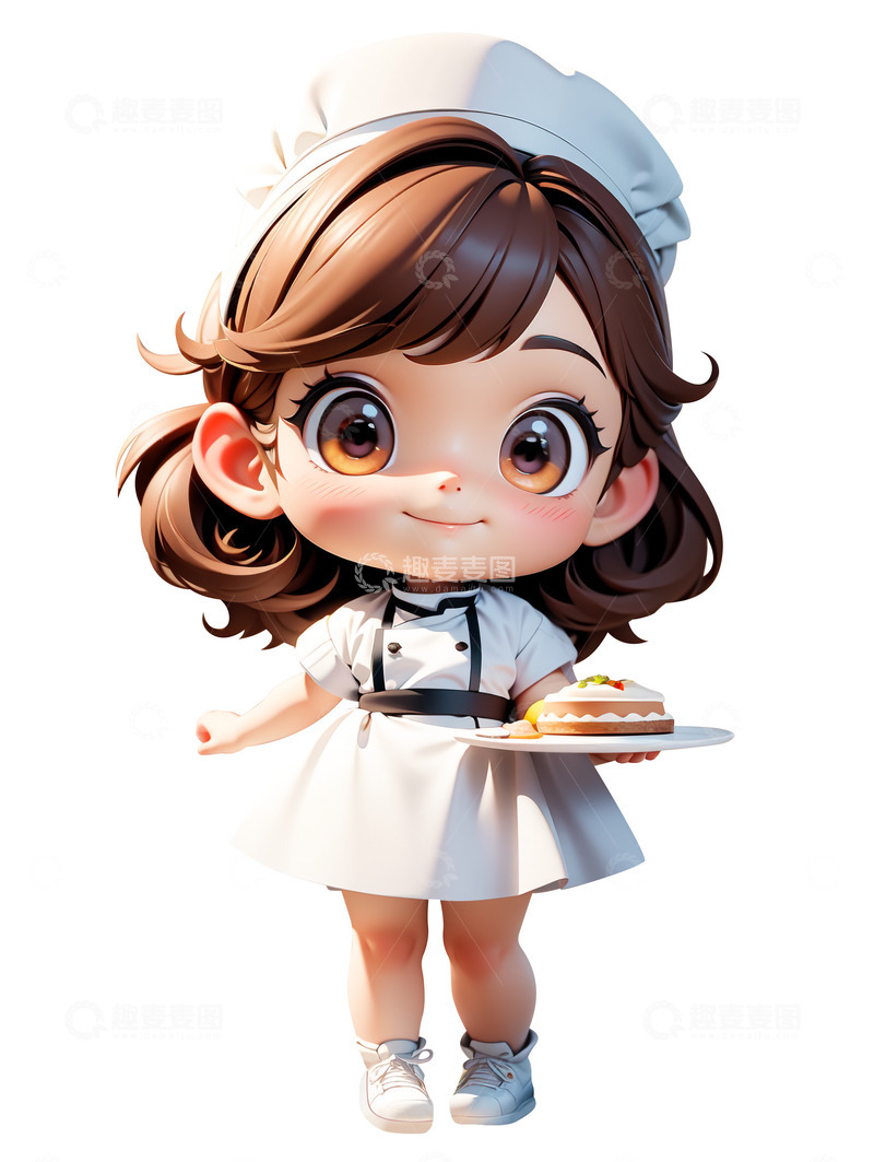 高清大图下载【趣麦麦图】卡通3D厨师女孩