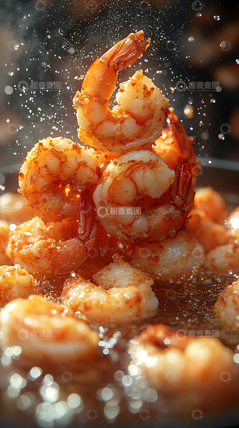 高清大图下载【趣麦麦图】油爆大虾美食摄影