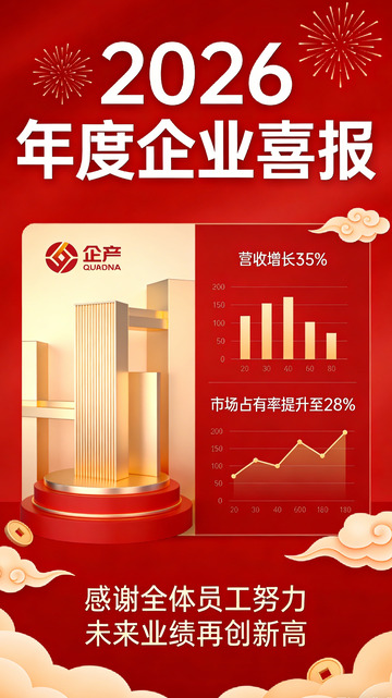 2026年度企业喜报红金风格