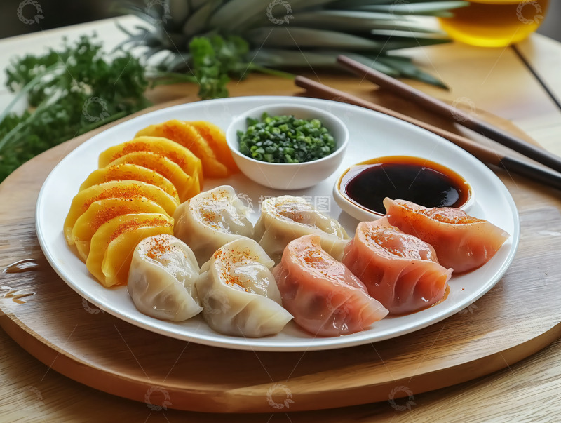 高清大图下载【趣麦麦图】春节饺子五彩色