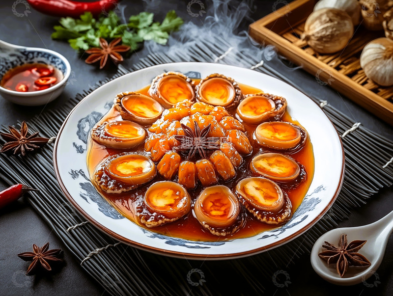 高清大图下载【趣麦麦图】红烧浇汁鲍鱼美食主图封面