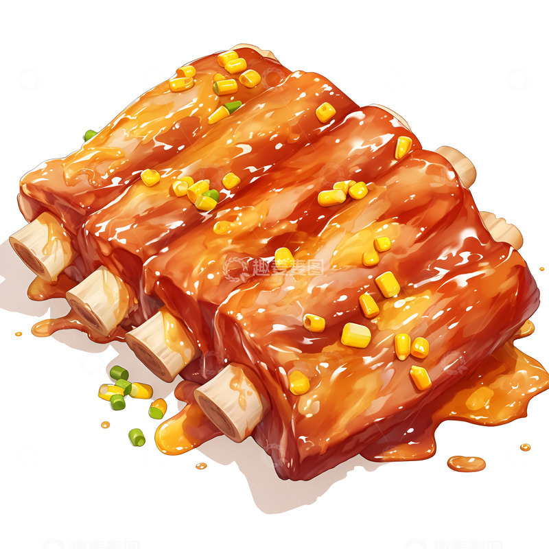 高清大图下载【趣麦麦图】卡通简约美味的排骨