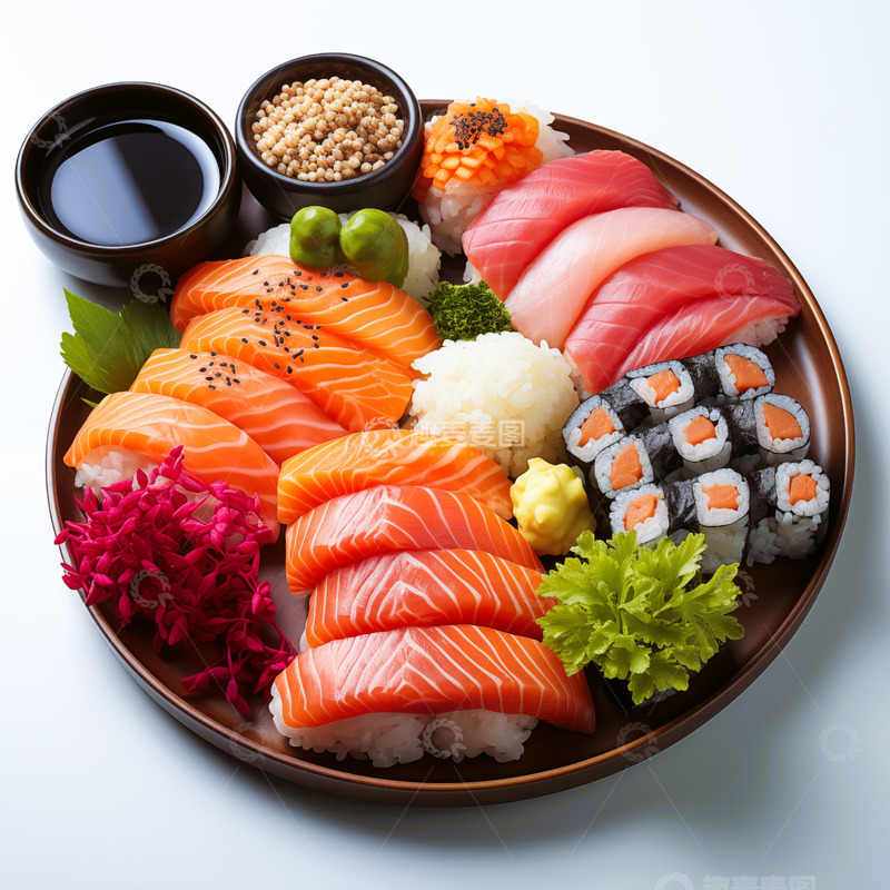 高清大图下载【趣麦麦图】日式料理三文鱼寿司菜品