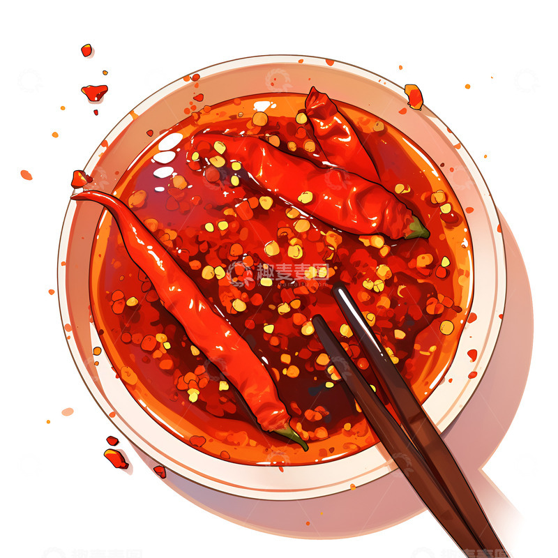 高清大图下载【趣麦麦图】卡通简约一碗辣椒油