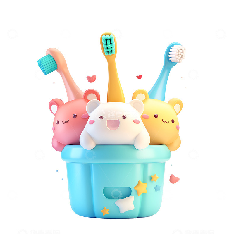 高清大图下载【趣麦麦图】卡通简约牙刷和牙缸