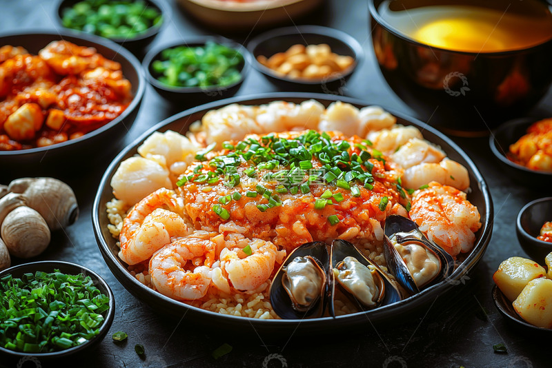 高清大图下载【趣麦麦图】海鲜拌饭虾仁蛤蜊主图