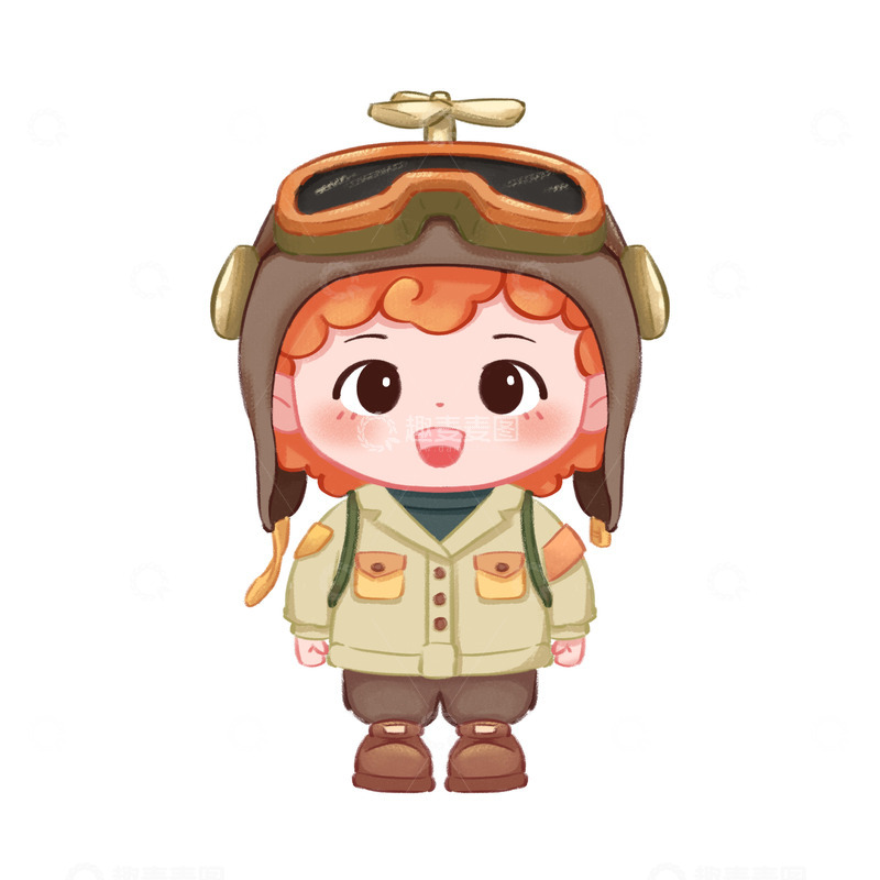 源文件下载【趣麦麦图】飞行员卡通元素素材