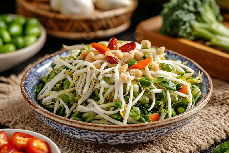 高清大图下载【趣麦麦图】一盘凉拌豆芽菜