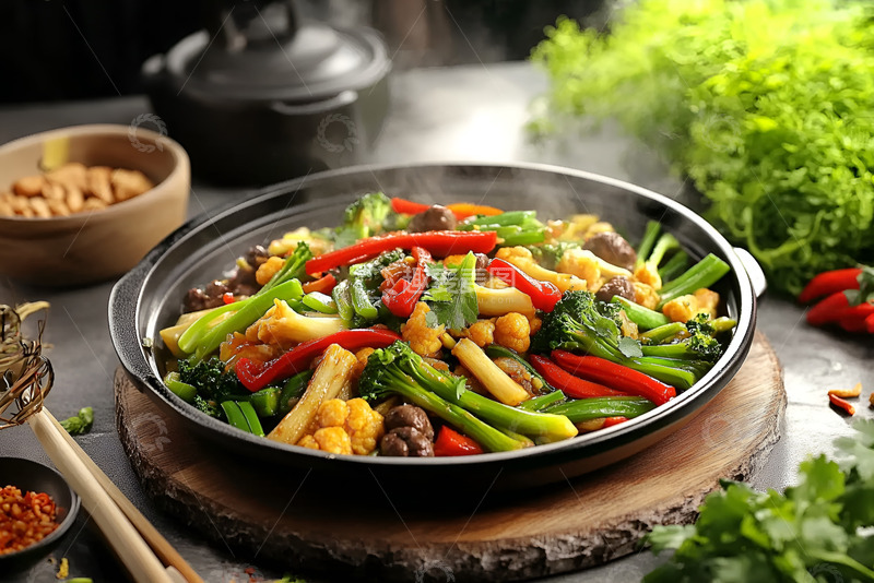 高清大图下载【趣麦麦图】美味的菜花炒蔬菜