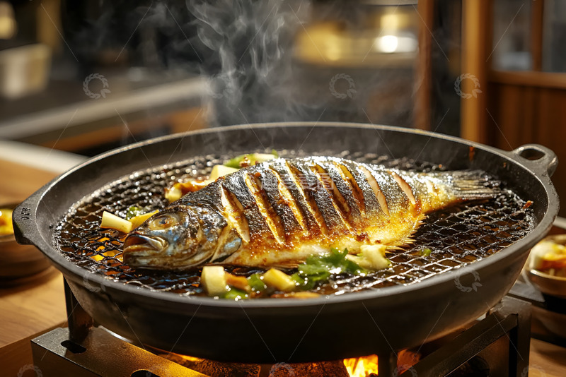 高清大图下载【趣麦麦图】美味的铁板烤鱼