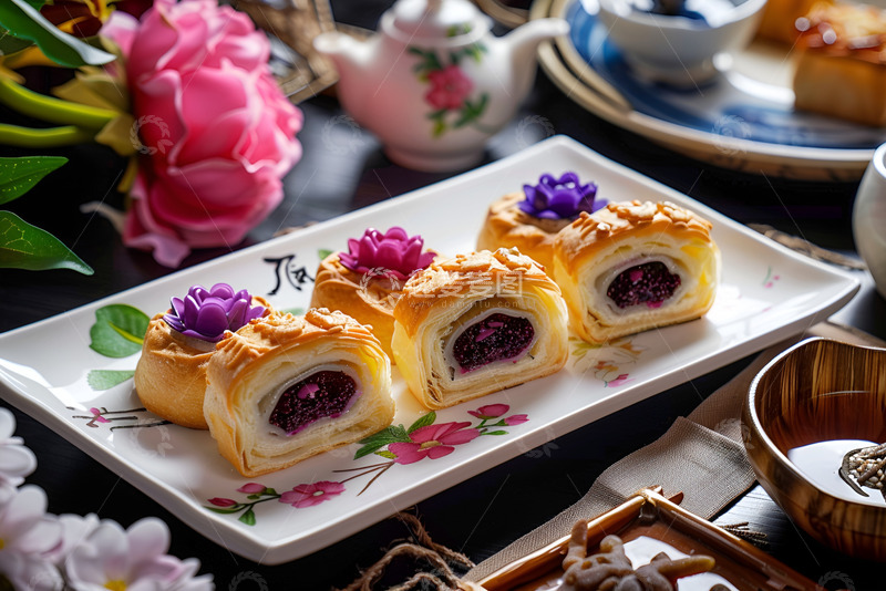 高清大图下载【趣麦麦图】鲜花夹心糕点美食