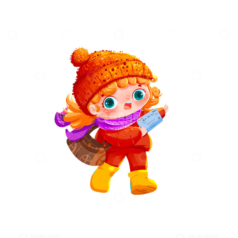 源文件下载【趣麦麦图】拿着火车票的姑娘